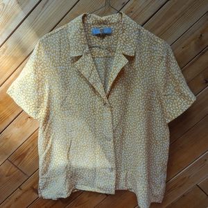 Everlane short sleeve silk top marigold floral